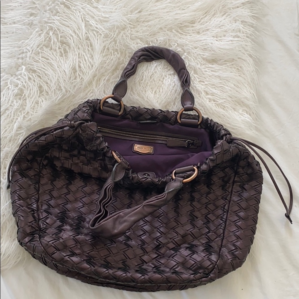 New Miu Miu “Intreccio” lambskin woven pur…